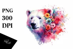 Artistic Vibrant Polar Bear Watercolor Clipart Product Image 3