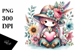Digital Painting of Cute Boho, PNG Product Image 1