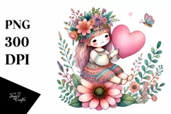 Digital Painting of Cute Boho, PNG Product Image 1
