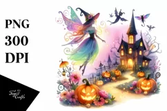 Vibrant Fairy Halloween Drawing | Clipart Product Image 1