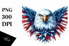 detailed Patriotic Bald Eagle USA Colors Clipart Product Image 1