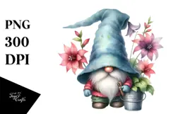 Cute Gnome with Lobelia PNG Product Image 1