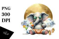Funky Elephant Drinking Cocktail, PNG Product Image 1