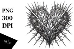 Lineart Heart with Spikes, PNG Product Image 1