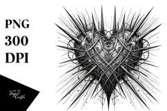 Lineart Heart with Spikes, PNG Product Image 1