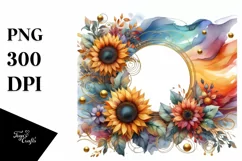 Watercolor Abstract Colorful Sunflower Gold Insertions | Product Image 1