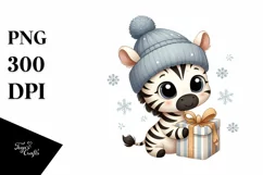 Cute Baby Zebra Winter PNG Product Image 1