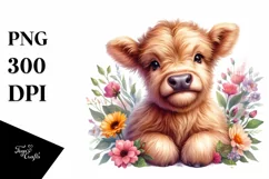 Smiling Baby Highland Cow Clipart Product Image 3