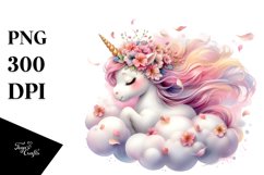 Cute Baby Unicorn Spring Petals | Sublimation Clipart Product Image 1