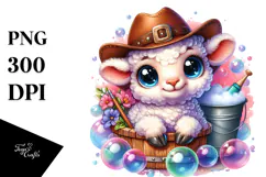 Vibrant Smiling Cute Baby Lamb PNG Product Image 1