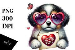 Digital Painting of Puppy with Heart Shaped Sunglasses and Product Image 1