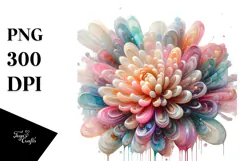 Glossy Chrysanthemum Abstract PNG Product Image 1