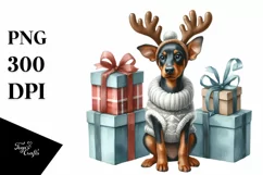 Doberman Pinscher in Winter, Transparent PNG Product Image 3