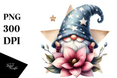 Cute Gnome with Magnolia, Transparent PNG Product Image 1