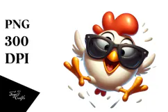 Goofy Chicken with Big Sunglasses, Playful PNG Product Image 1