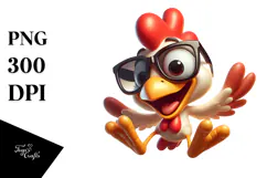 Goofy Chicken with Big Sunglasses, Playful PNG Product Image 1