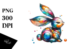 Vibrant Watercolor Bunny PNG Product Image 1