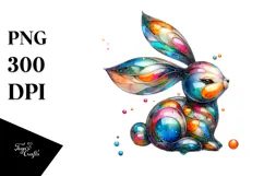 Vibrant Watercolor Bunny PNG Product Image 1