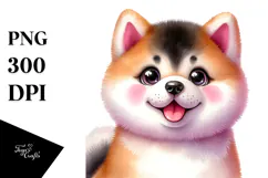 Cute Happy Akita with Big Eyes PNG Product Image 1