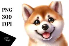 Cute Happy Akita with Big Eyes PNG Product Image 1