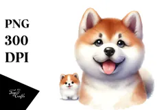 Cute Happy Akita with Big Eyes PNG Product Image 1