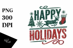 Retro Happy Holidays Reindeer Png Product Image 5