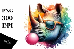 Colorful Rhino Watercolor Clipart Product Image 3