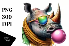 Colorful Rhino Watercolor Clipart Product Image 3