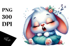 Cute Baby Rabbit Snoring Loudly PNG Product Image 1