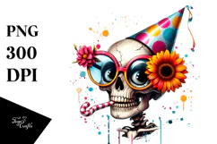 Goofy Skeleton with Party Hat, High-Res PNG Product Image 1
