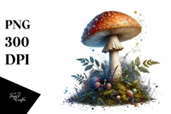 Magical Mushroom Watercolor Splash PNG Product Image 1