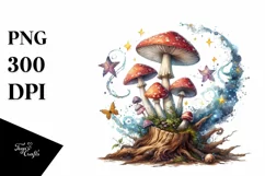 Magical Mushroom Watercolor Splash PNG Product Image 1