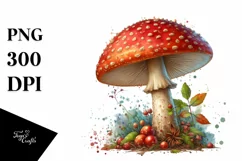 Detailed Mushroom Watercolor Splash PNG Product Image 3