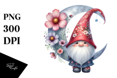 Cute GNOME with Big HAT and Cosmos Floral Ornament PNG Product Image 1