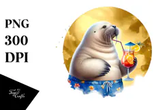 Walrus in Beachwear PNG Product Image 1