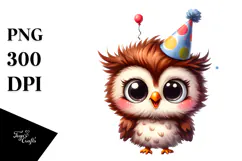 Funny Baby Owl, Party Hat | Clipart Product Image 1