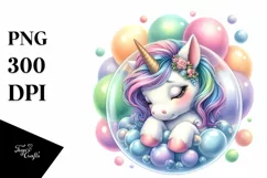 Baby Unicorn in a Bubble with Balloons Product Image 1