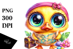 Cute Baby Duck Treasure Map PNG Product Image 1