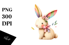 Colorful Wood Bunny PNG Product Image 1