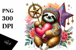 Digital Painting of Adorned Sloth, PNG Product Image 1