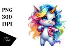 Cute Baby Unicorn Dancing with Cool Haircut and Expressive Product Image 1