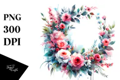 Watercolor Abstract Vibrant Wreath Clipart Product Image 1