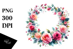 Watercolor Abstract Vibrant Wreath Clipart Product Image 1