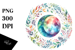Vibrant Whimsical Moon Foliage | Clipart Product Image 1