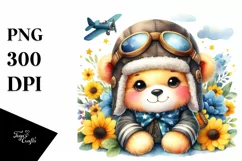 Colorful Baby Bear in Aviator Suit | Clipart Product Image 3