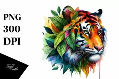Abstract Vibrant Plant Leaves Tiger PNG Product Image 3