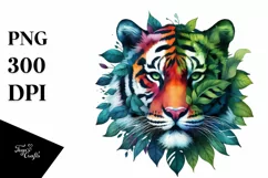 Abstract Vibrant Plant Leaves Tiger PNG Product Image 1