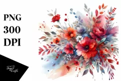 Watercolor Abstract Colorful Red Flowers | Sublimation | Product Image 1