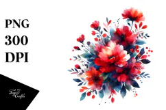 Colorful Red Flowers Watercolor Abstract | Clipart Product Image 1