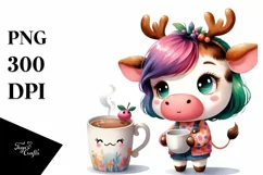 Cow with Reindeer Horns, Transparent PNG Product Image 1